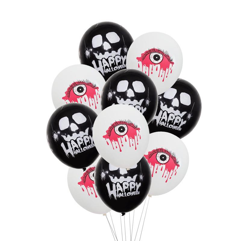 Halloween Ghost & Skeleton Balloon Set - 12-Inch Latex with Pumpkin & Bat Prints