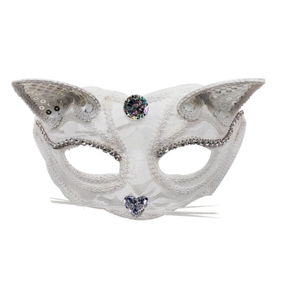 Halloween Lace Mask Half Face Female Masquerade Cosplay Animal Cat Face Black Mask