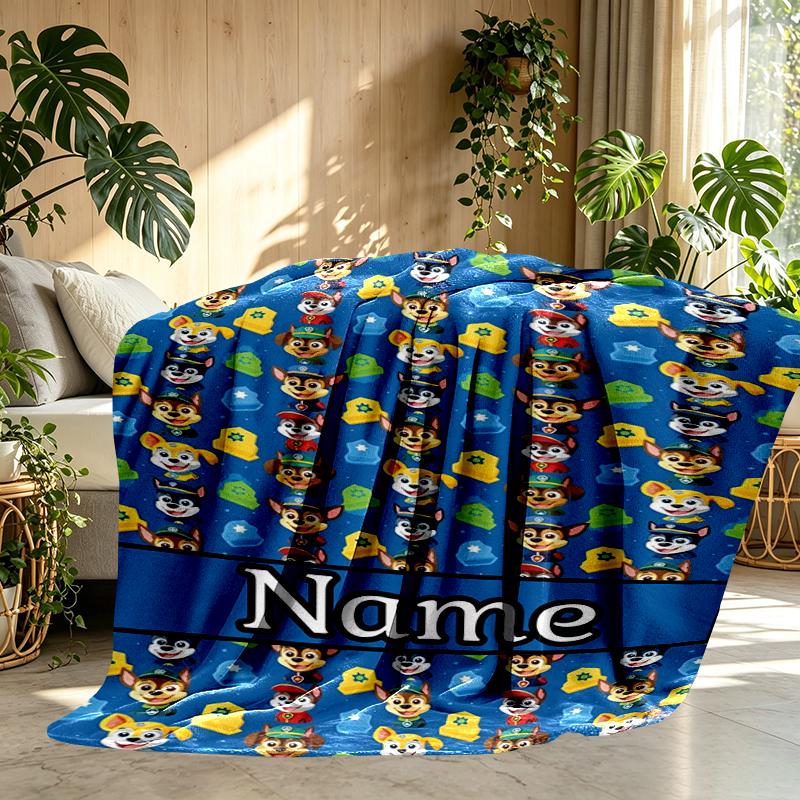 Custom Name Personalized PAW Patrol Print Blanket, Home Decor, Bedroom, Sofa, Camping, Couch, Gifts for Birthday Christmas