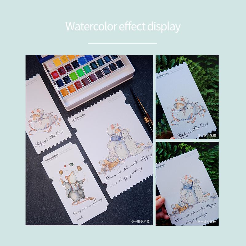 POTENTATE Watercolor Paper Fine Lines Stamp Postcard Ticket Stub Portable Paper Sketching Painting Art Supplies 20Sheets 300g