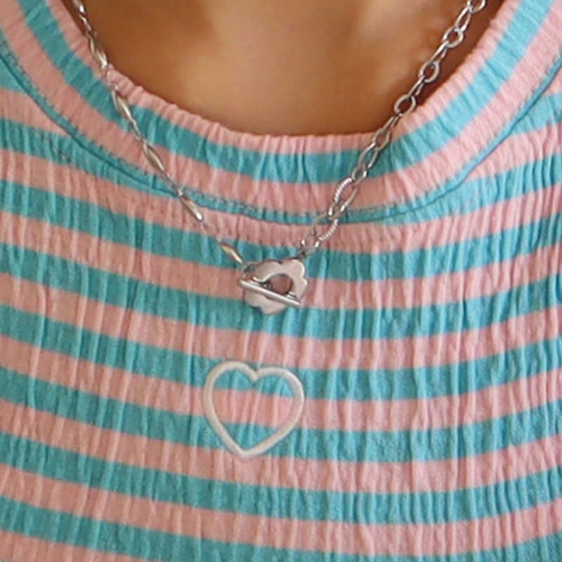 

VINTAGEPINK Flower Blooming Chain Mix Surgical Necklace Steel