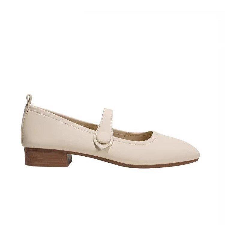 Natural Roll Mary Jane Shoes Soft Commuter Single Shoes Women Chunky Heel Soft Bottom Gentle Shoes Grandma Shoes