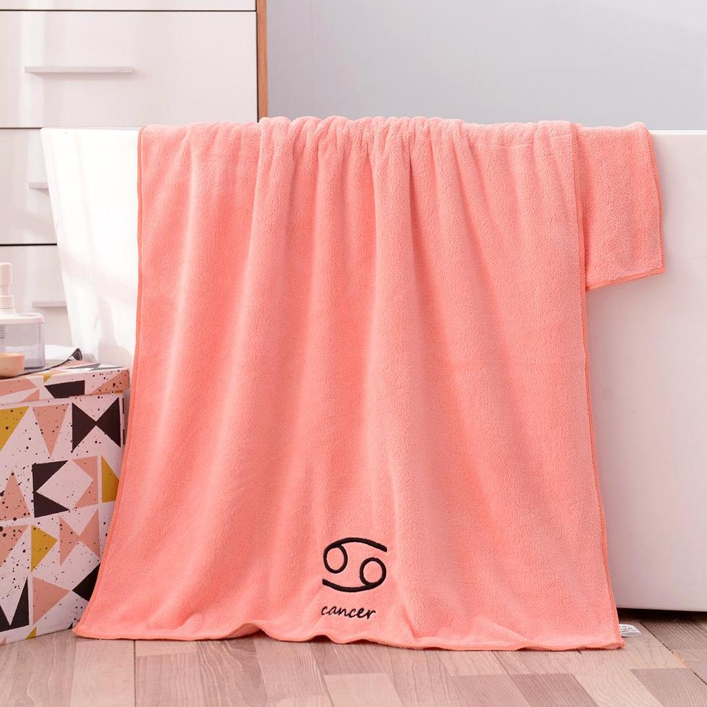 Soft Coral Fleece Twelve Constellations Bath Towel Set - Absorbent & Thick for Couples