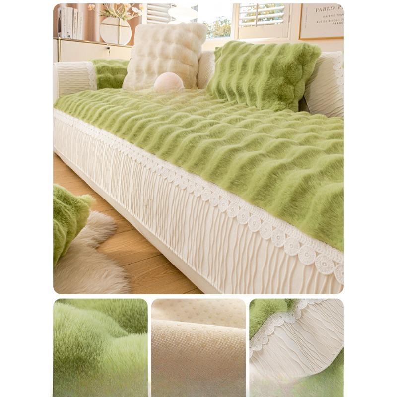 

Зимняя утолщенная кашемировая диванная подушка с кроликом, плюшевая подушка, теплая нескользящая крышка для дивана, подлокотник, полотенце 70*70