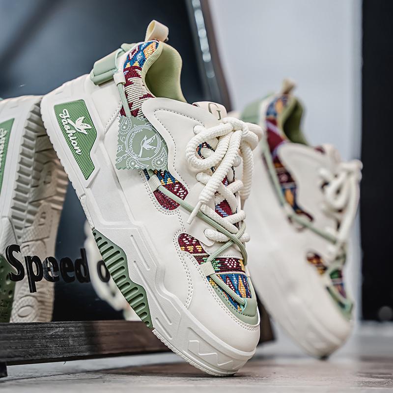 New Men's Skateboard Shoes 2026 Spring Fashion Versatile Low-Top Casual Sports Shoes Men's Trendyy Floral Cloth Sneakers Suitable for Outdoor Sports