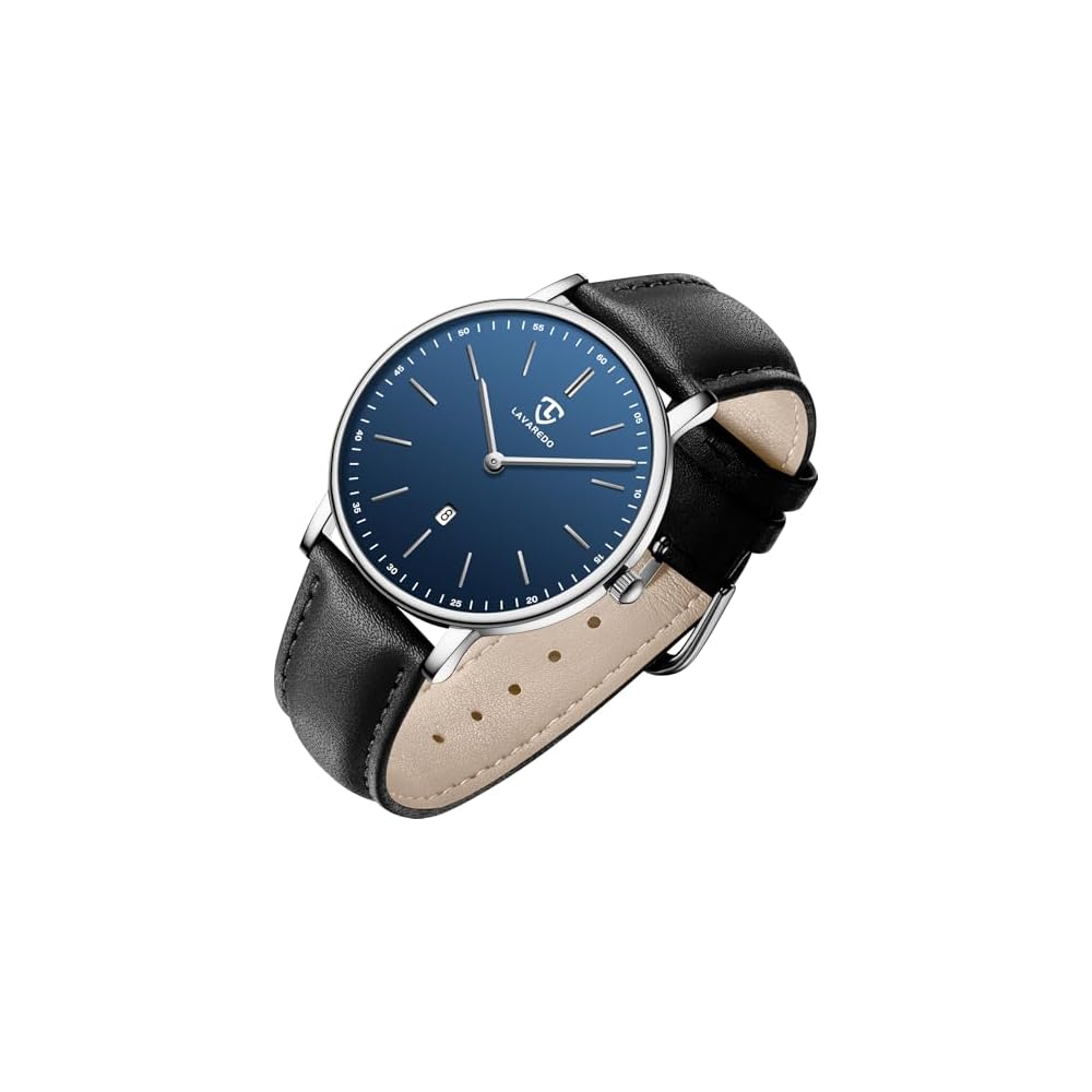 Ben Nevis Minimalist Men s Watch Analog Date Leather Strap Black Blue 48-M8S