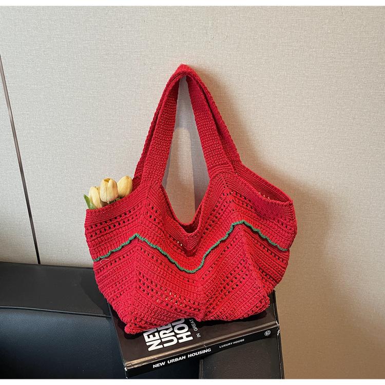 Woven Shoulder Bag Hand-woven Niche Hollow Tote Bag Commuter Shoulder Seaside Vacation Women's Bag