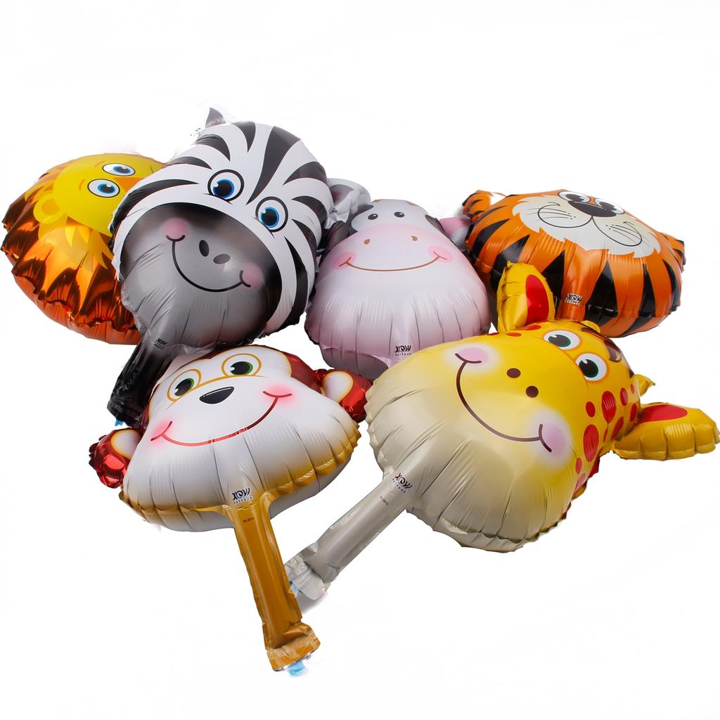 6pcs/lot Animal Head Foil Balloons Lion Monkey Helium Balloon  Jungle Safari Animals Birthday Party Decor Baby Shower Balloin