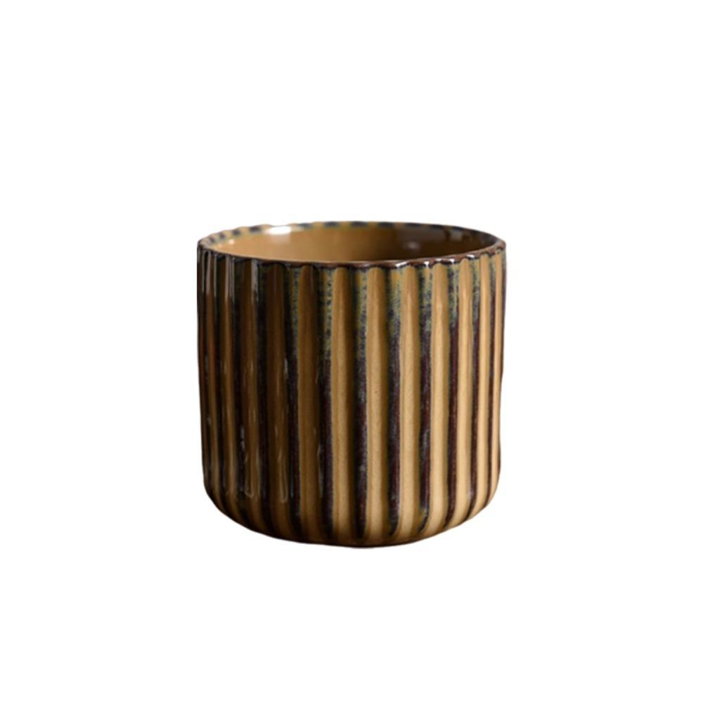 Vertical Striped Japanese Style Ceramic Tea Cup Kiln-Changed Glaze Coffee Mug Sushi Restaurant