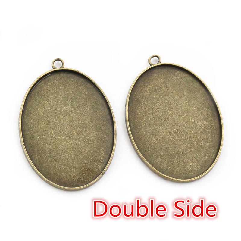 

New Fashion 5pcs 30x40mm Inner Size Antique Bronze Silver Color Double Side Cabochon Base Setting Charms Pendant бронзовий