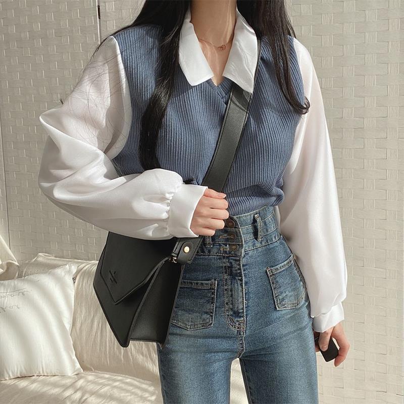 Maglione Casual da Donna a Manica Lunga con Collo Polo per Primavera e Autunno