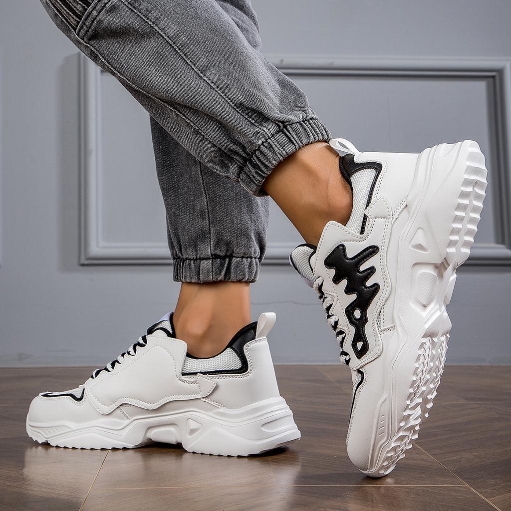 TUINANLE Man's Sports Shoes Mesh Breathable Platform Sneakers Men Lace-up Thick Soled Running Shoes