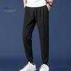 Men Pants Mid-rise Elastic Waistband Casual Drawstring Pockets Mesh Sport Ice Silk Thin Jogging Sweatpants Streetwear