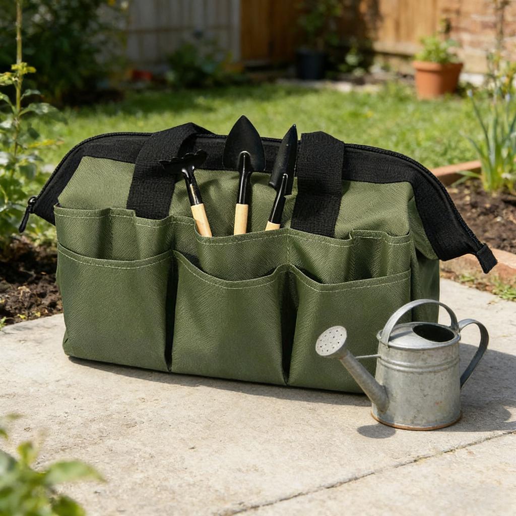 9-Piece Garden Tool Storage Apron with Multiple Pockets Gardener Apron for Gardening In Flower Beds Vegetable Patches