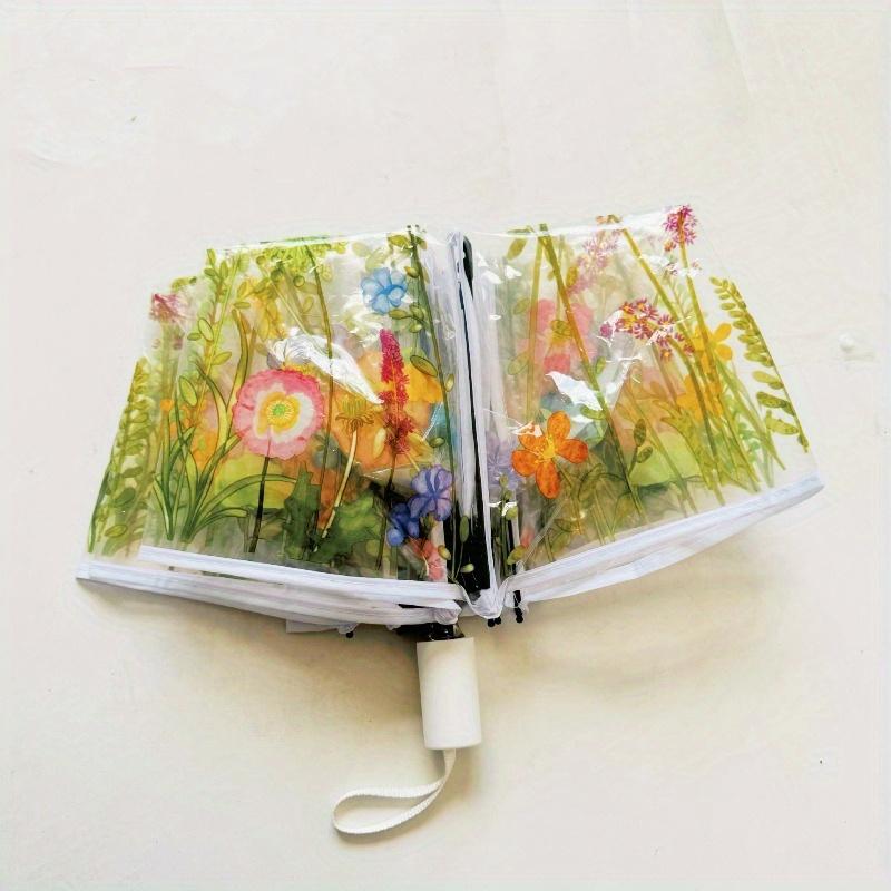 

1pc New High-value, Fashionable, Elegant, Durable Transparent Umbrella Cute, Fresh Flower and Grass Shaped Umbrella Aluminum&8K