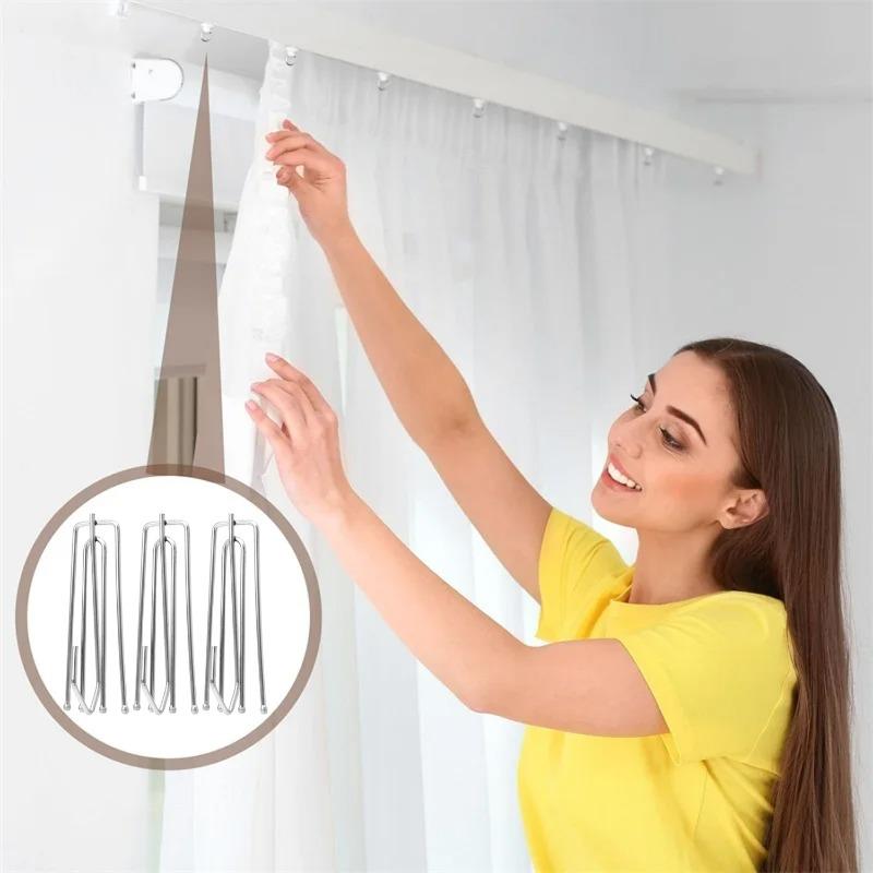 Heavy Duty Alloy Curtain Hook Metal Pinch Pleat Drapery Hardware Rustproof Window Treatment Accessories Fork Design Easy Install