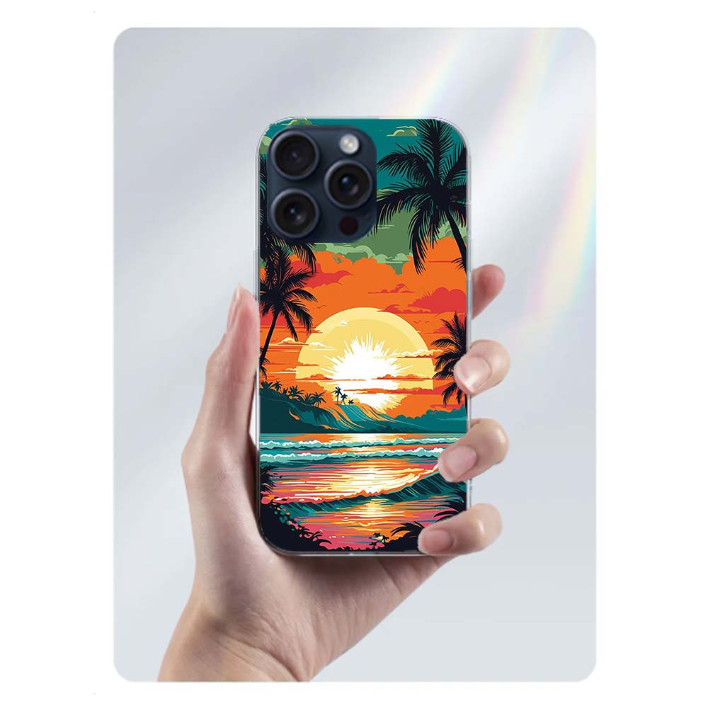 Beautiful Seaside Coconut Trees Clear Phone Case For Iphone 17 Air 16 Pro Max 15 Pro 14 Plus 17E 16E 11 13 12 Mini Cover Cases F