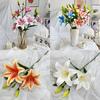 Luxury Artificial Lily 2head Florals With Delicate Craftsmanship For Home Decoration And Wedding Settings