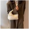 Women Faux Fur Handbag Solid Color Plush Top-Handle Bag Adjustable Shoulder Strap Comfortable Ladies Girls Trendy Bag