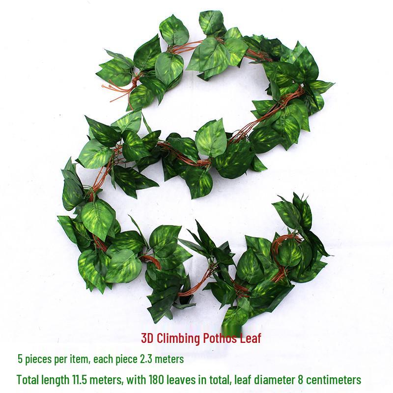 Efeutute Weinblätter Künstliche Deckenranke mit Rattan und Grünem Laub