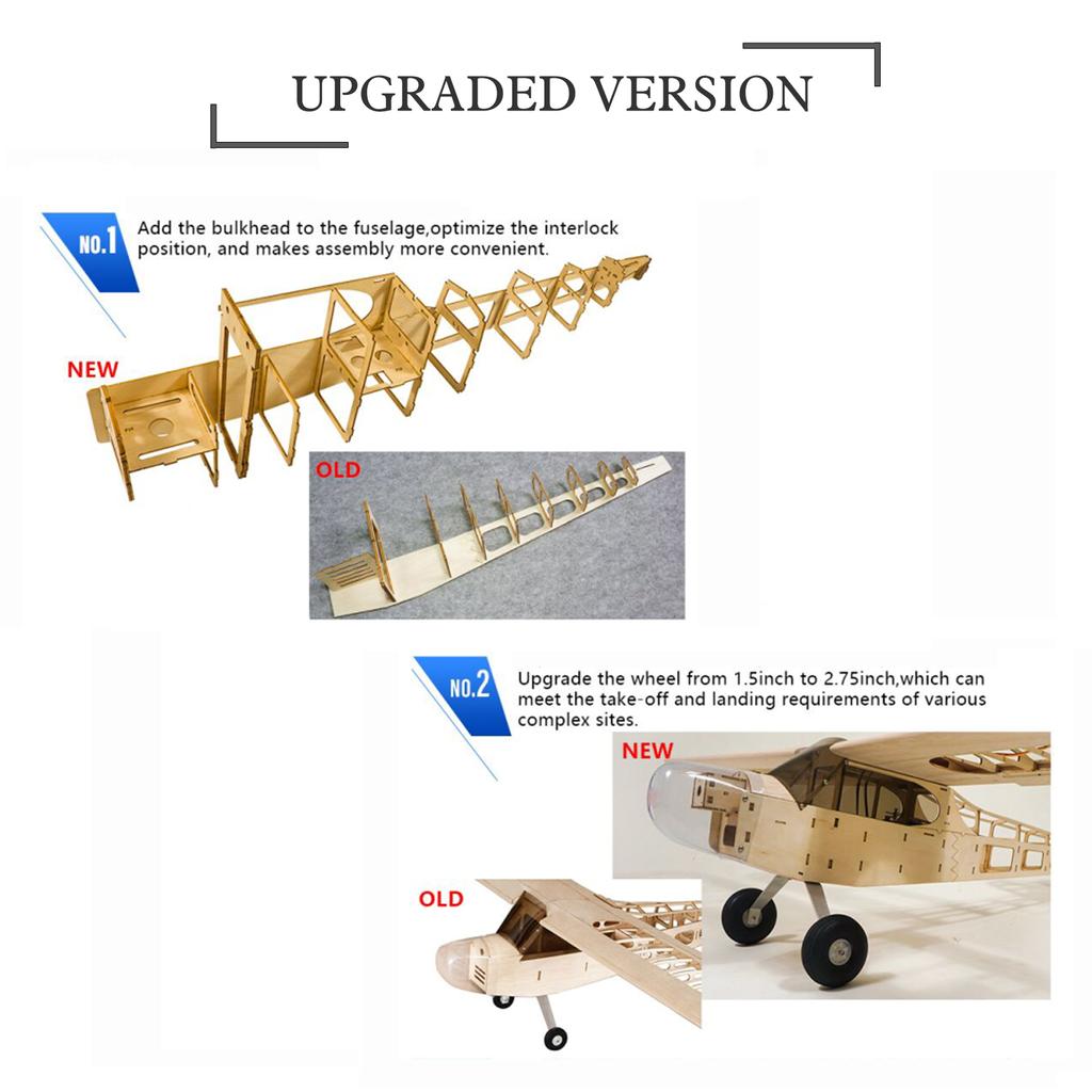 RC Wood Plane, Dancing Hobby S0801 Balsa Wood RC Plane 1.2M Piper Cub J-3 Remote Control Craft KIT Version Flying Model with Large
