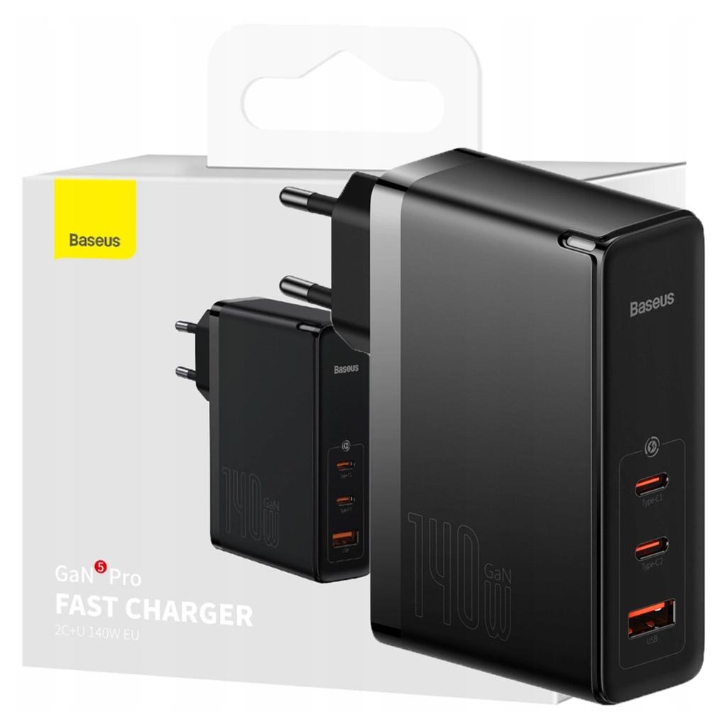 Ładowarka Sieciowa Baseus Gan5 Pro 2Xusb-C + Usb, 140W (Czarna)