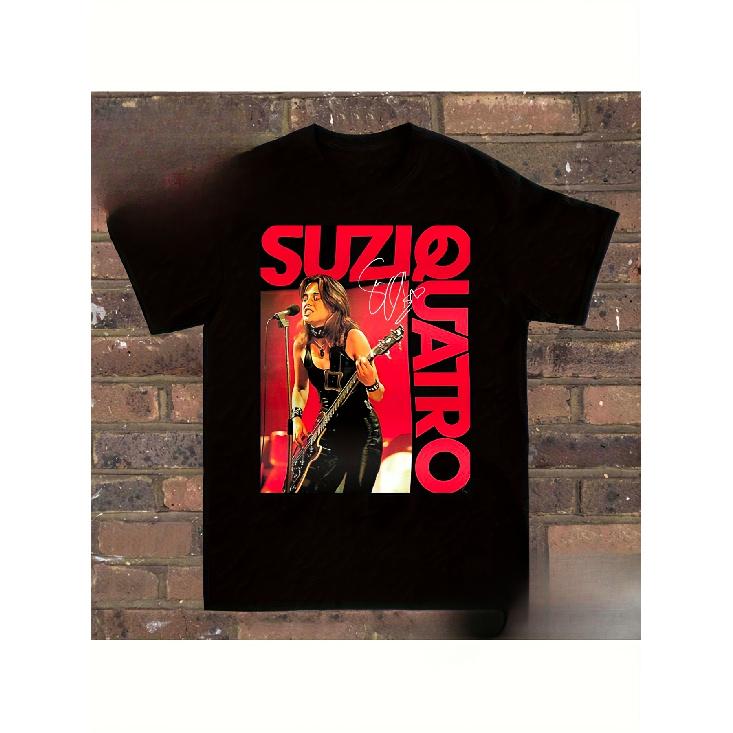 Suzi Quatro Signed Graphic Tee - Vibrant Red Rock Design, Classic Black Soft Unisex Shirt, Regular Fit, Hand Wash Only, Apparel for Music Lovers at S чёрный