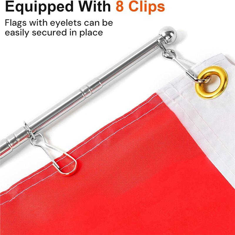 ABBP-Telescopic 3 Meter Flag Pole, Handheld Retractable Flagstick Featuring 4 Clips, Anti-Slip Handle For Camping Guide Events