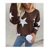 Womens Fit Star Print Round Neck Long Sleeve Knit Top - Acrylic Blend Casual Daily Wear