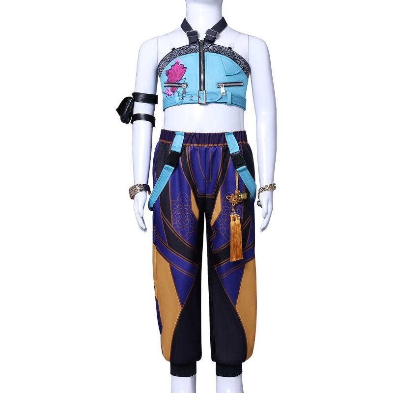 Girls POP Singer Super Star Stage Performance Printing Outfit Kids Demon Halloween Cosplay Costume Hunters Carnival Party Role Playing Dress Up Suit
