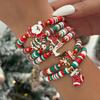 Creative Christmas Reindeer Snowman Bracelet INS Polymer Clay Beaded Adjustable Braided Hand Jewelry for Women Girls Holiday Gift Accessories