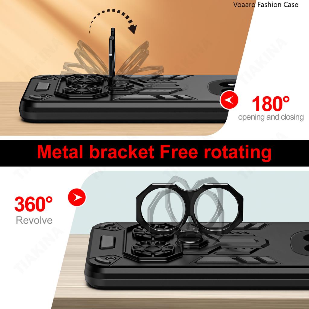 Dual Finger Ring Armor Cover for Xiaomi Redmi Note 14 Pro Plus Case for POCO X7 Rotate Metal Bracket Kickstand Holder Case