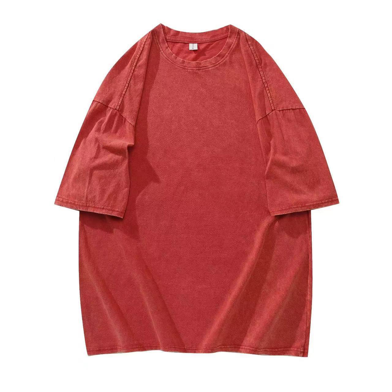 

Мужская футболка из плотного хлопка с потертостями, свободный крой в гонконгском стиле, короткие рукава-пять точек, модный летний бренд. 4XL