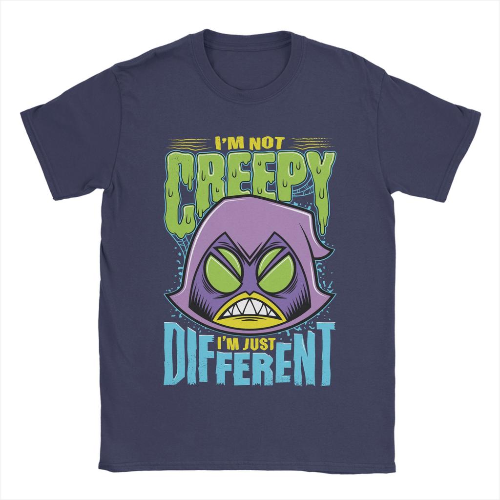 Herren Damen Teen Titans Go Raven Nicht Gruselig Ich Bin Anders T-Shirt Baumwoll-Tops Lustige Kurzarm Rundhals T-Shirts Einzigartiges T-Shirt