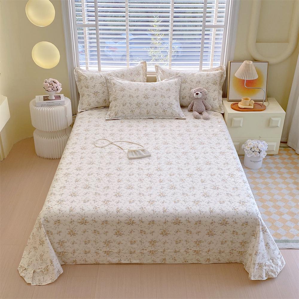 Cotton Bed Flat Sheet for Double Bed Plain Top Sheets Single/Queen/King Flowers Flat Bedsheets Soft Home Bed Linen Sheets