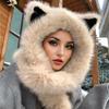 1PC Faux Fur Hats Exquisite Pointed Ear Shape Cute Plush Hat Versatile Accessories Comfortable Scarf Warmth 56-58cm