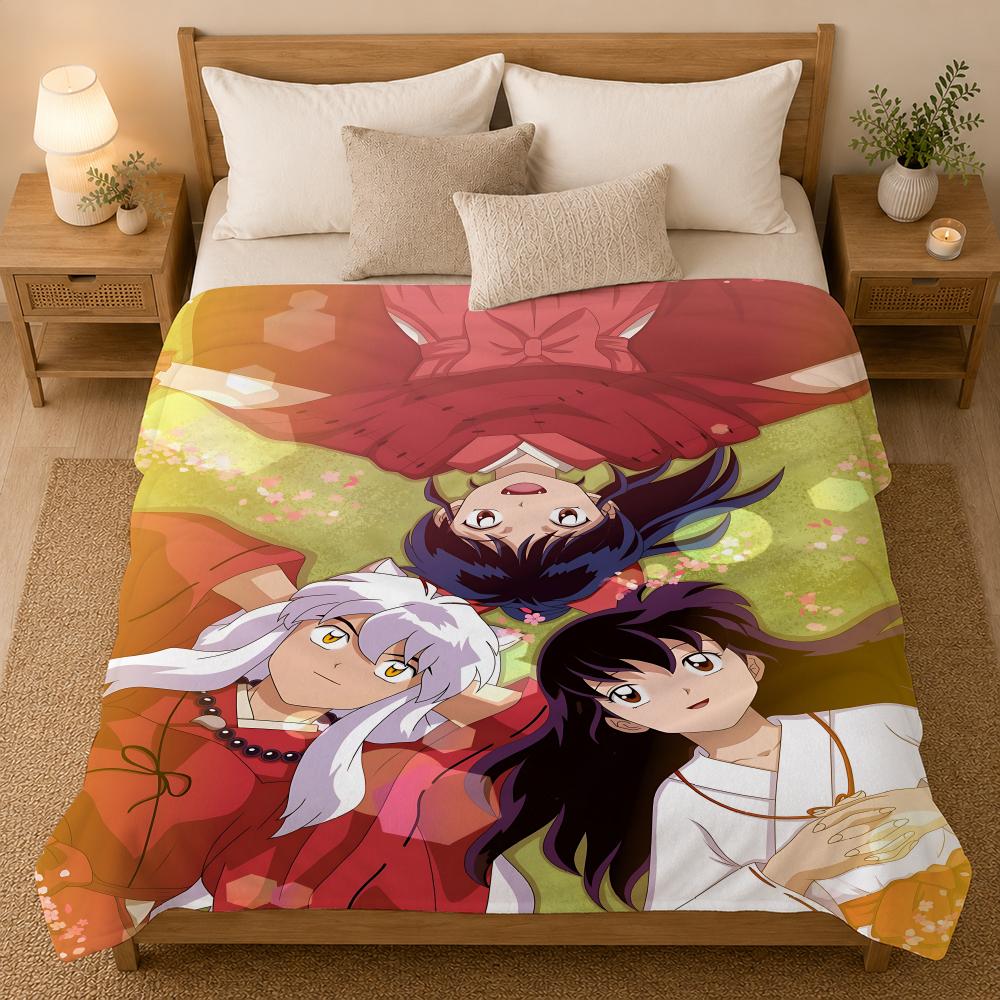 Inuyasha Anime Throw 240G Flannel Blanket, Suitable For Sofas, Beds, Offices,  Exquisite Gift Blankets