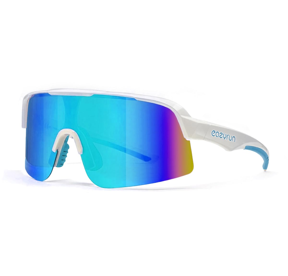 

ER00 Blue Polarized Shield Sports Sunglasses Baseball Skiing Bicycle Cycling Running Beach Volleyball [EAZYRUN] M~L Men s, 100%