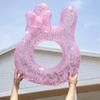 Swimming Ring Childrens Thickened Cartoon With Handle And Glitter Rabbit Pink