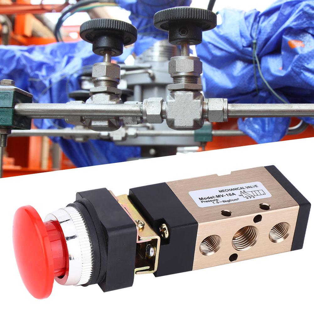 MV 10A Pneumatic Mechanical Valve 2 Position 5 Way Spring Return Push Button 1 4in PT Reversing Valve