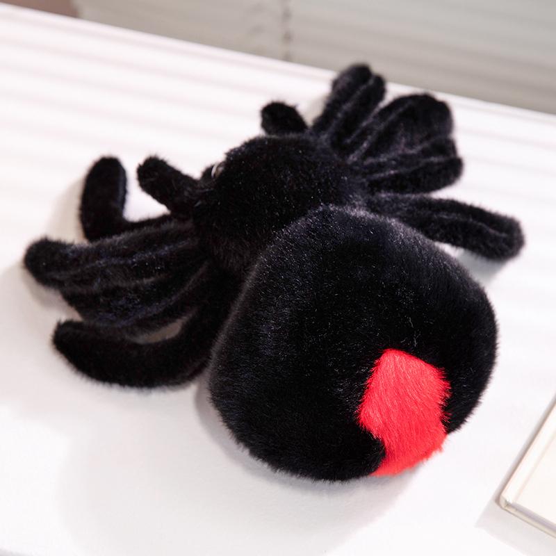 Simulation Black Spider Doll Stuffed Animals Friend Pillow Crawling Pet Plush Cute Jumping Toy Llifelike Gift for Kids Home Deco