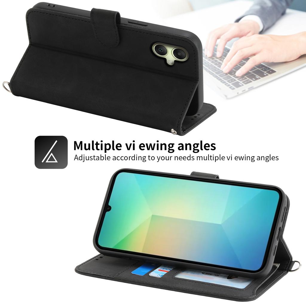 For Samsung Galaxy A06 4G Case Flower Pattern PU Leather Wallet Phone Cover with Strap