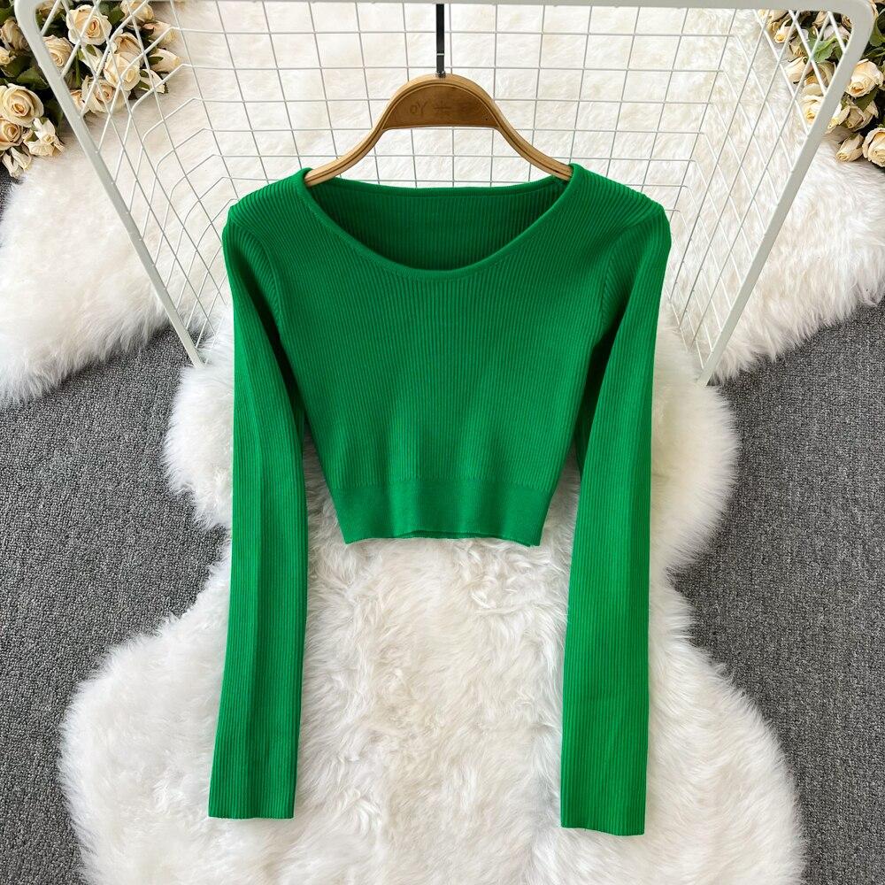 Retro Módní Oblek Spice Spice Styl Kulatý Výstřih Krátký Top + Sukně z Úpletu s Vysokým Pasem a Rozparkem Dvoudílný Set