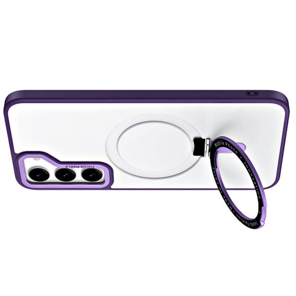 For Samsung Galaxy S23 Ring Kickstand Magnetic Phone Case TPU+Acrylic Matte Phone Cover