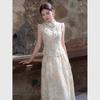 Mo Chun New Chinese Lace Xiaofei Sleeve Bronzing Sleeveless Top Horse Skirt Women's Summer Guofeng Suit Polyester South East Asia