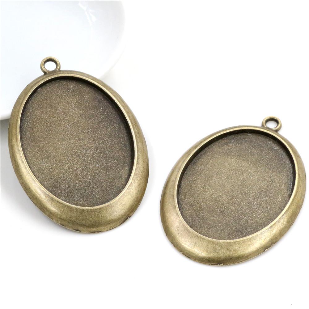 New Fashion 5pcs 30x40mm Inner Size 7 Colors Pierce Lace Flower Style Cabochon Tray Base Setting Charms Pendant