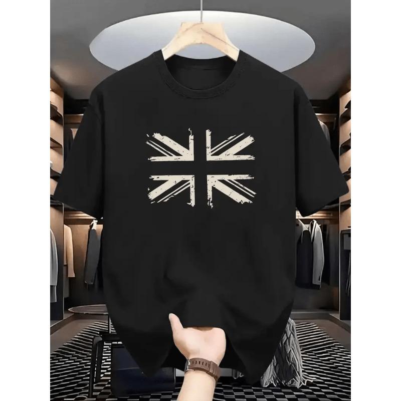 European sizes Summer New Trendy Printed Short Sleeve Men s Top S чёрный