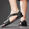 Sandali bassi semplici fatti a mano da uomo Sandali romani estivi Pelle rétro nero marrone Punta aperta Scarpe da spiaggia Taglie forti