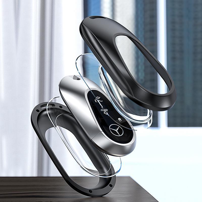 Mercedes-Benz Aluminum Alloy Key Case S/C/E-Class Full Coverage Shell with English Label Square Buckle