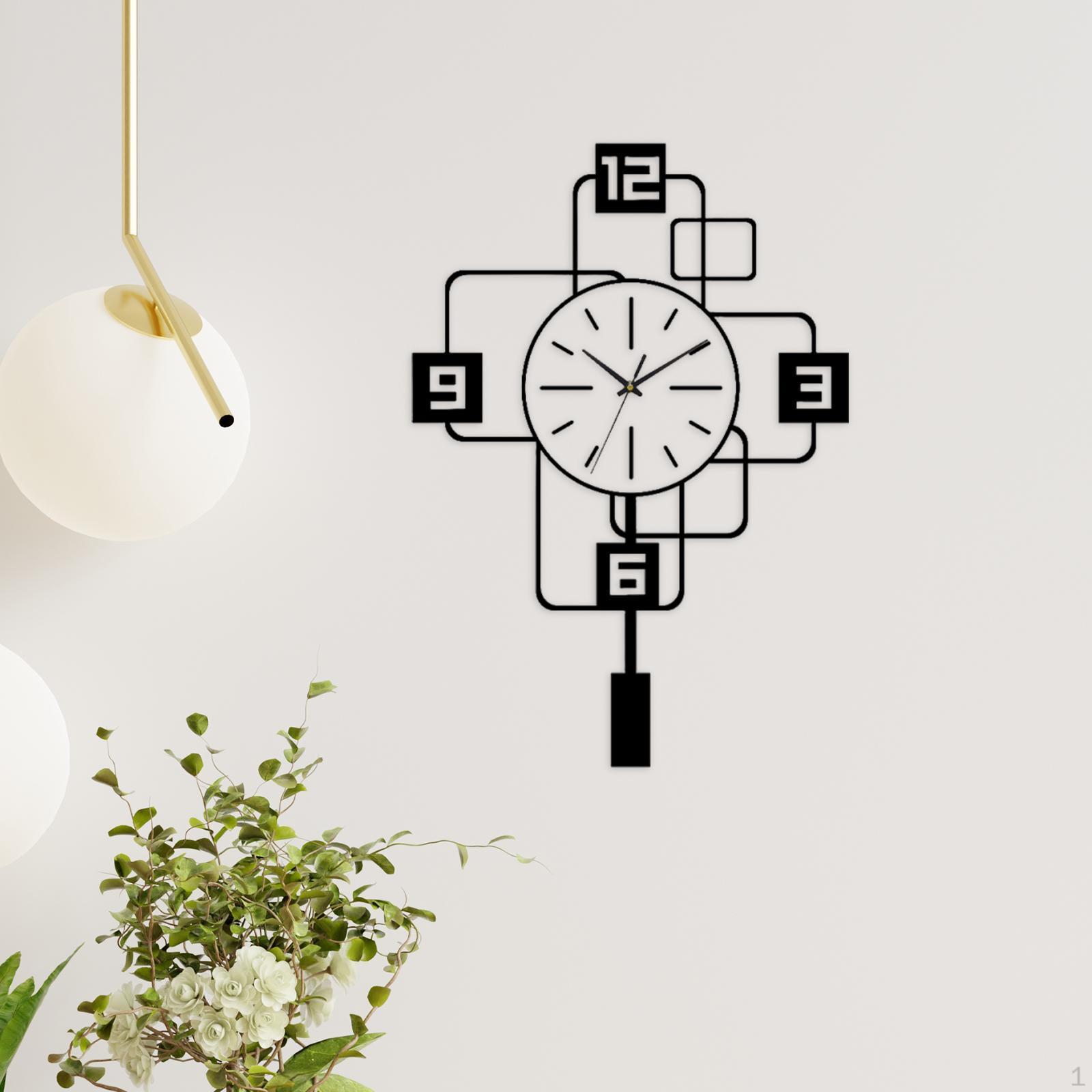 

Wall Clock with Swing Pendulum Hanging Easy Read Minimalist Silent No Ticking for Dorm Living White 25cmx40cm